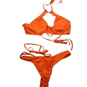 Orange Halter Bikini Set
